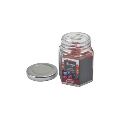 Homéa, Kaars met metalen deksel, 5,4 x 5,4 x 7,2 cm, Essentiel, parfum, rode vruchten