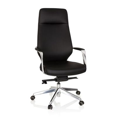hjh OFFICE 600983 Elegante directiestoel Velvet kunstleer zwart bureaustoel met hoge rugleuning, 133 x 63 x 65 cm