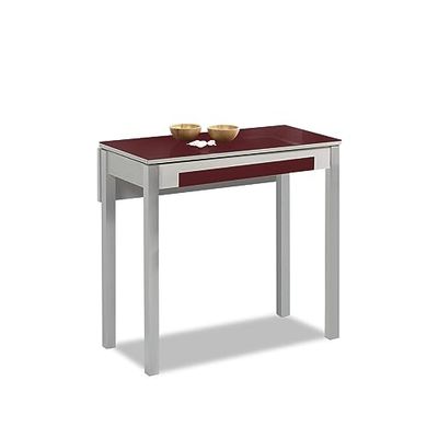 ASTIMESA Aille tombante Table de Cuisine, métal, Bordeaux, 90 x 50 cm, dépliée 90 x 70 cm