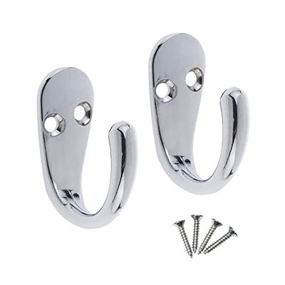 Select Hardware Lot de 2 Crochets Simples pour Peignoirs avec vis, Finition chromée, Fixation Murale et Porte pour Salle de Bain, Chambre à Coucher, Salon, Couloir