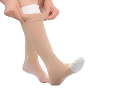 ULCERCARE Therapeutic Stockings Left Side Zipper, Beige/3X-Large