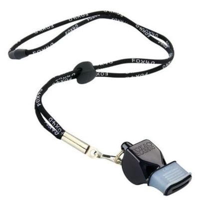 Fox 40 Official Whistle Break Away (Black), Fischietto Ufficiale CMG Classico con Cordino Staccabile, Colore: Nero Unisex-Adulto, 115 Db (Single with Lanyard)