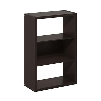Furinno Viola Bibliothèque à étagères Ouvertes 3 Niveaux, Étagère, Chêne foncé