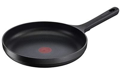 Tefal G61206 Trattoria Pro Poêle à frire, 28 cm, en fonte d'aluminium, revêtement antiadhésif sans danger, indicateur de température, convient à tous les types de feux, convient à l'induction, noire