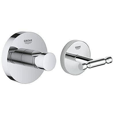 Grohe Cosmopolitan - Ganchos Para Albornoz Ref. 40461001 + Essentials - Colgador de Albornoz, Fijación Empotrada (40364001)