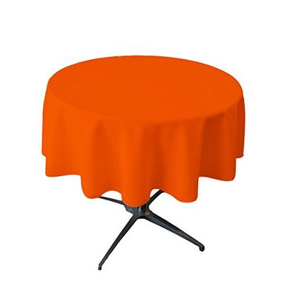 LA Linen Poplin Round Tablecloth, Polyester, Orange, 51-Inch