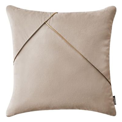 ROOM99 Be Glam Simple, federa decorativa per cuscino, 45 x 45 cm, per camera da letto, soggiorno, velluto, beige, 1 pezzo