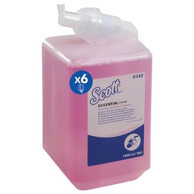 Scott Essential Foam Everyday Use Hand Wash 6340 - Scented Foaming Hand Soap - 6 x 1 Litre Pink Hand Refills (6 Litre total)