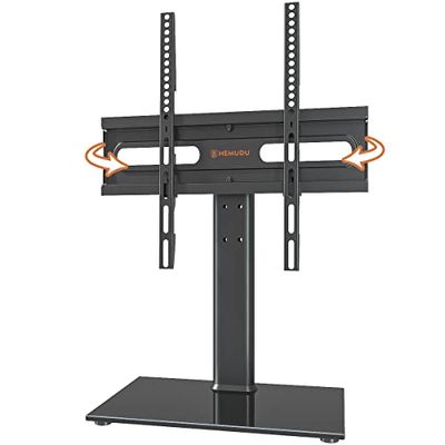 Hemudu Universele draaibare tv-standaard - tafel-tv-standaard voor 27-55 inch lcd-led-tv - in hoogte verstelbare tv-standaard met gehard glazen voet en draadgeleiding, VESA 400x400mm HT06B-002