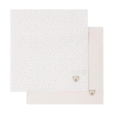 Steiff Unisex Baby Muslinblöja 2-pack bärbar filt, ljus vit, en storlek, Ljus vit, En Storlek