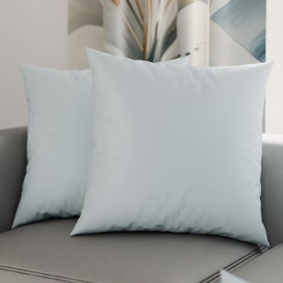 PETTI Artigiani Italiani - Coppia di Federe Cuscino 40x40 cm in Microfibra, Cuscini Arredo Camera da Letto, Divano, Set 2 Fodere Copricuscino, Federa Tinta Unita Celeste, 100% Made in Italy