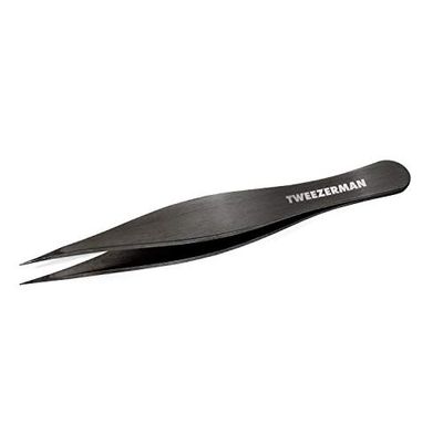 TWEEZERMAN Gear Tweezers with Precision Tip and Fish Body Made of Stainless Steel, Black