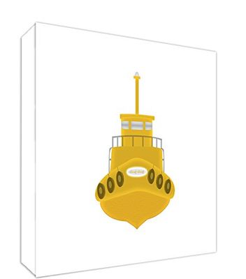 Feel Good Art BOAT1010-06R-ES - Lienzo Decorativo Grueso sólido afrontado, diseño Barco, 25 x 25 x 4 cm, Color Amarillo/Blanco