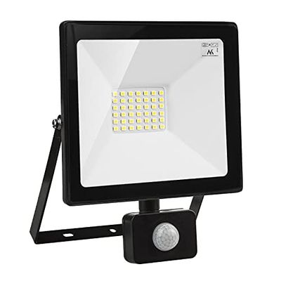 Maclean MCE630 NW Proiettore LED con Sensore di Movimento PIR Faretto Slim Rotazione di 180 gradi (30W, Bianco neutro 4000K)