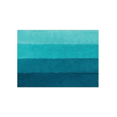 Spirella Tapis de Bain Tapis de Douche „Four“ Tapis à Rayures Poils Long 25 mm Moelleux Anti-dérapant Usage avec Chauffage par Le Sol Rapide 60x90 cm Pétrole
