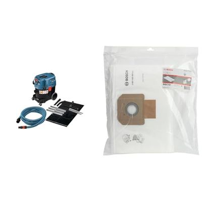 Bosch Professional Gas 35 M AFC - Aspirador seco/húmedo + 5 Bolsas de Aspirador vellón (para Gas 35, en Funda plástico)