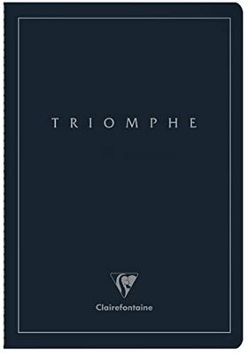 Clairefontaine 37170C Collectie Triomphe PLATINUM - Gebonden Diepblauw Notitieboek - A4 21x29,7 cm - 96 Pagina's Blanco - Ivoor Papier 90 g - Mat Gelamineerde Cover met Zilveren Markeerstift