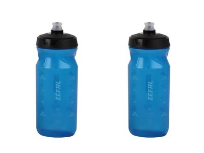 ZEFAL Sense Soft 65 drinkfles voor fiets en mountainbike, set van 2 zachte en geurloze sportflessen, BPA-vrij, siliconen speen, blauw, transparant, 2 x 650 ml