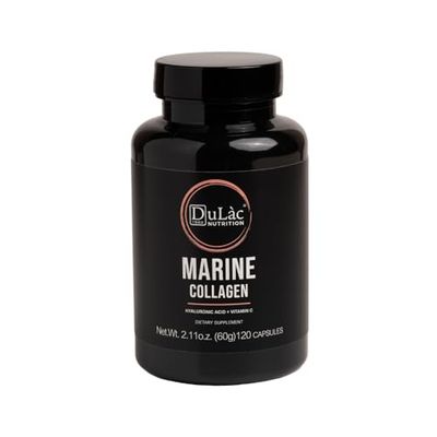 Collagene marin et Acide hyaluronique avec Vitamine C Dulàc, 120 gélules, Supplément de colagene pour la peau et les articulations, Made in Italy