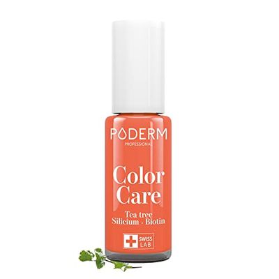 PODERM Swiss-Made Antifungal Nail Polish – Mango | Breathable Treatment with Tea Tree, Silicon & Biotin | Strengthens, Repairs & Conceals Yellow, Brittle & Damaged Nails | Podiatrist-Developed