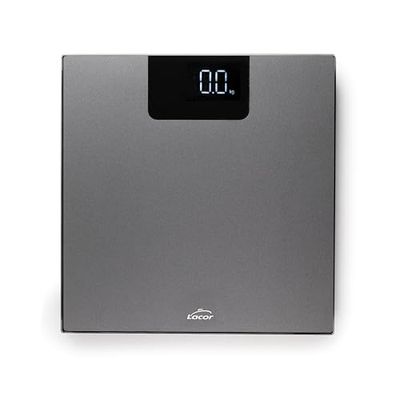Lacor - 61743 - Báscula de Baño Digital, Alta Precisión, Diseño Moderno, Cristal Templado Antideslizante, Pantalla LCD Iluminada, 28.5 cm x 28.5 cm