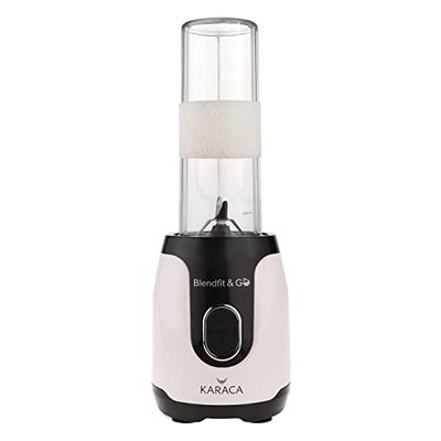 Karaca Blendfit Go Personal Blender & Smoothie Maker, Portable Blenders Bottle with Leak Proof Lids, Crush Ice & Frozen Fruit, Juice & Food Blender, 600ml, Retro Cream
