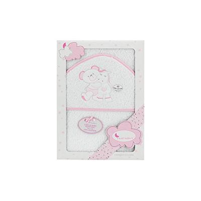 Interbaby 01223-12 Dziecięcy ręcznik kąpielowy OSO PONY, biały e różowy, różowy