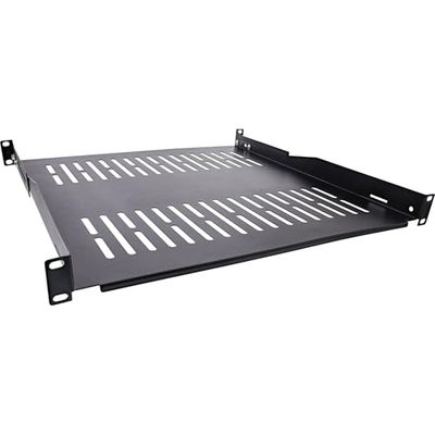 InLine 19" plank, 450mm, 50kg, 1HE, RAL 9005 zwart, 19114E