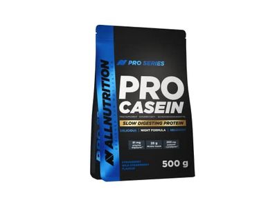 ALLNUTRITION Pro Casein Slow Digesting Protein Food Supplement - Micellar Casein with Probiotics and Enzymes - Night Formula for Muscle Recovery 500g Strawberry Wild Strawberry