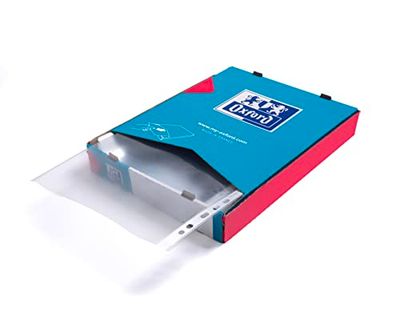 OXFORD Box of 100 Perforated Pockets A4 Grained Polypropylene Thickness 7/100 Colourless
