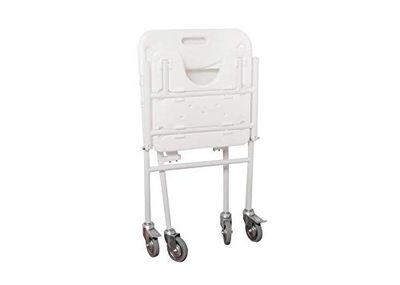 Identités, Chaise de Douche Tobago à roulettes, Assise Anatomique Confortable, Découpe pour Hygiène Intime, Compacte, Facile à Plier, roulettes à Freins, Poids Max Supporté de 110 kg, Légère