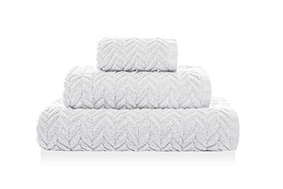 Sorema Toalla de Ducha 70 x 140 cm, Color Blanco Chevron