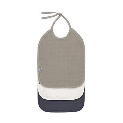 LÄSSIG Unisex Baby Muslin Terry Bib Slabbetje, olijf/milky/navy, Eén maat