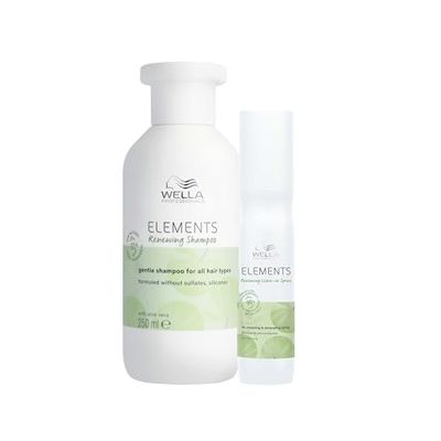 Wella Professionals Elements - Leave-in Spray 150ml Districante e Protettivo Senza Siliconi & Shampoo Rigenerante 250ml con Aloe Vera e Vitamina E