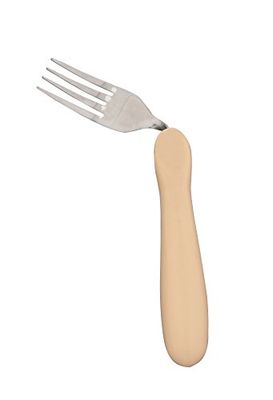 Homecraft Angled Caring Cutlery, Arthritis Aids, For Weak Grip, Easy Grip Eating Utensils for Elderly or Disabled, Right Handed Fork, Ivory, 1 count