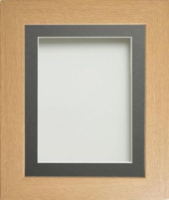 Frame Company Watson Beech Picture Photo Frame fitted with Perspex, 12x10 inch with Grey Mount for image size 7x5 inch