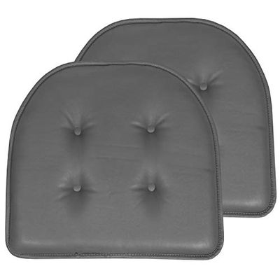 Sweet Home Collection Lot de 2 Coussins de Chaise en Mousse à mémoire de Forme avec Dos en Caoutchouc antidérapant en Forme de U - 43,2 x 40,6 cm - Gris