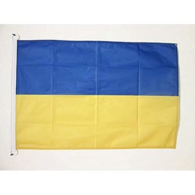 AZ FLAG - Drapeau Ukraine Spécial Extérieur - 150x90 cm - Drapeau Ukrainien En Maille Bloquée Avec Anneaux Plastiques Intégrés - 170g