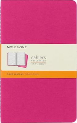 Moleskine, Cahier Journal Cuaderno de Notas, Set de 3 Cuadernos con páginas, Tapa de Cartón y Cosido de Algodón Visible, Color Rosa Cinética, Grande