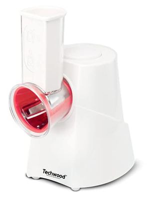 Techwood Découpe Electrique Tout 4 en 1 Râper Emincer Gratter Légumes Fruits Fromage/Sorbetière 150W-TRIC-1440, Blanc, Acier Inoxydable