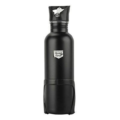 Fischer drinkfles van zeer robuust roestvrij staal incl. houder, zwart, 750 ml