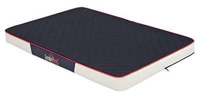 Hobbydog LMPRCKB7 Matelas pour Chien en Tissu côtelé avec Cuir synthétique Noir/Beige Taille L 100 x 67 x 8 cm