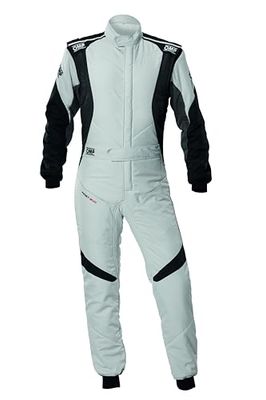 OMP - First Evo racingdräkt, FIA 8856-2018, komfort och andningsförmåga, svart/vit, färg grå/svart, storlek 60