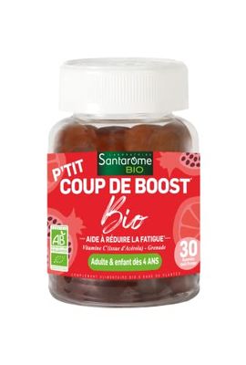 Santarome Bio - Gummies Enfants P'tit Coup de Boost | Réduit la Fatigue - Plantes Bio | 30 Gummies-1 mois (dès 4 ans) | Végan | Made In France |Goût Orange