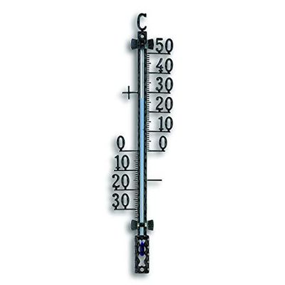 TFA Dostmann Termometro analogico esterno 12.5001.01 in metallo, con numeri di gradi indipendenti, resistente alle intemperie, nero, lunghezza 99 x larghezza 28 x altezza 417 mm