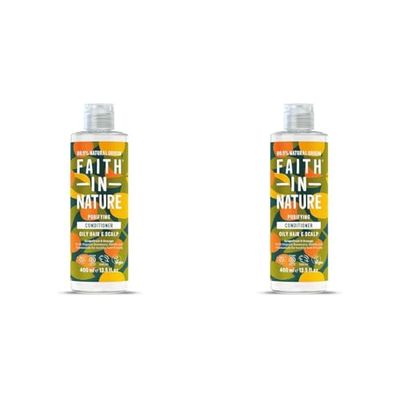Faith In Nature Natural Grapefruit & Orange Conditioner, Purifying for Oily Hair & Scalp, Vegan & Cruelty Free, No SLS, Silicones or Parabens, 400ml (Pack of 2)