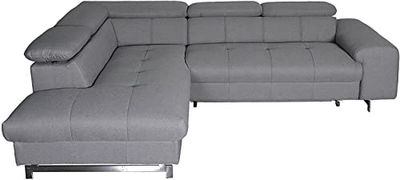 COTTA c241667 angolo C311 imbottito con testa regolabile, con funzione letto e cassetto di letto, struttura in plastica grigio, 206 x 262 cm