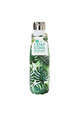 Talking Tables FST6-BOTTLE-PALM Tropical Fiesta Palm Design Stainless Steal Drinks Bottle, 500Ml, Plastica, Multicolore