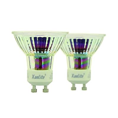 Lot de 2 ampoules LED spots au culot GU10, 5W cons. (50W eq.), lumière blanche chaude