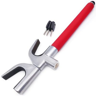Radikal RK1002 Upgraded Steering Wheel Lock, Stronger, Non-Damaging, Easy and Quick Adjust, Emergency Hammer, Universal Twin Hooks Anti Theft Car Lock Bar for Vehicle Car, Truck, Van Camper Golf Cart